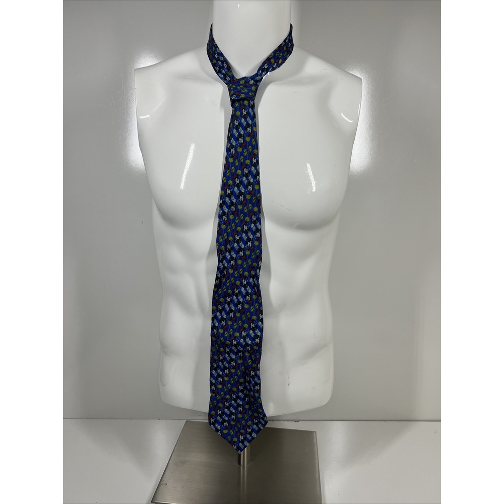 Vintage Handmade Disney Mickey Mouse Blue Necktie 100%‎ Silk Classic Style